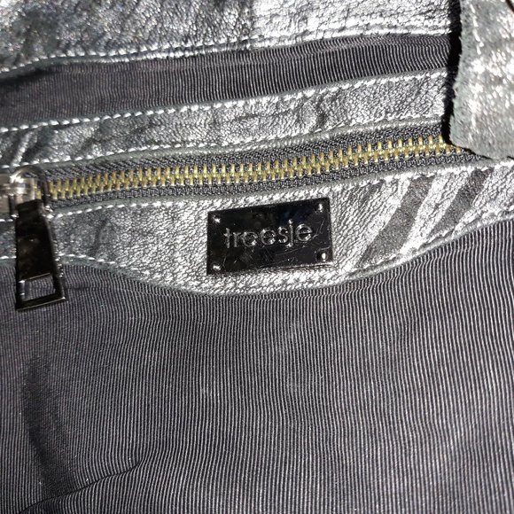 *Treesje black/silver leather metal accented shoulder bag - Picture 8 of 9